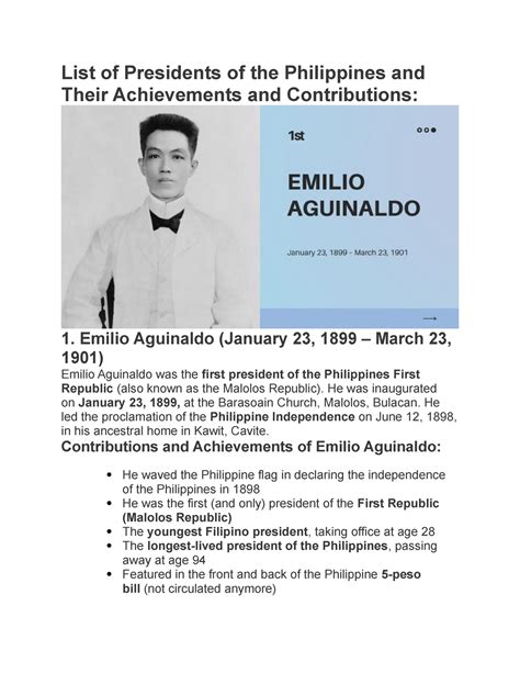 Biography of the Philippine Presidents .